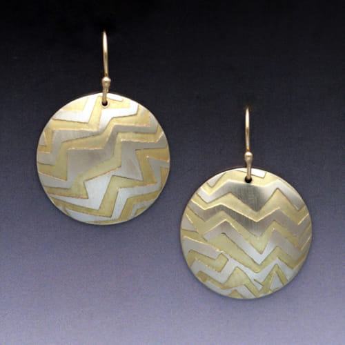 Click to view detail for MB-E407 Earrings Large Textured Brass Disks $44